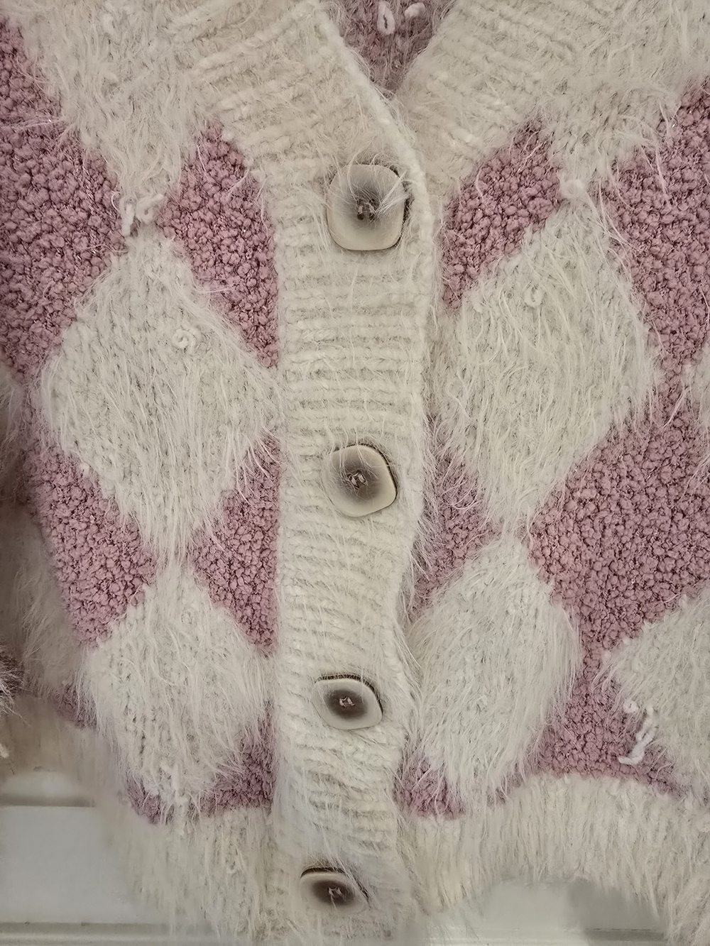 POL Pink and Cream Diamond Cardigan - Picture 4 of 6